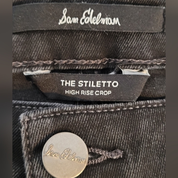 Sam Edelman The Stiletto High Rise Crop Black Washed Skinny Jeans - Size 12 / 31 - Picture 11 of 12